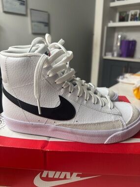 Nike High-Top Blazer with White Upper and Black Swoosh